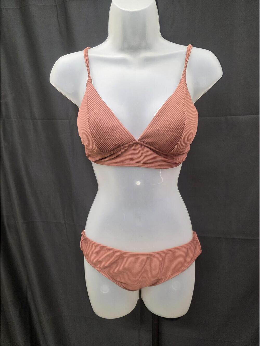 CUPSHE Women’s Triangle Bikini Solid Brick Red Small